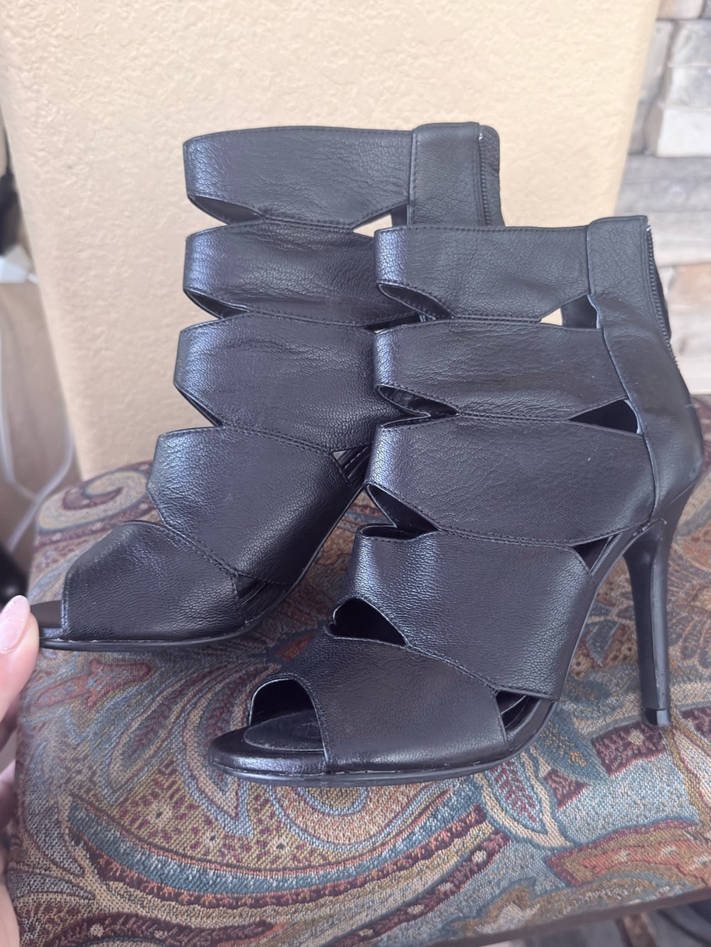 Charles By Charles David Black Cutout Strappy Stiletto Sandals